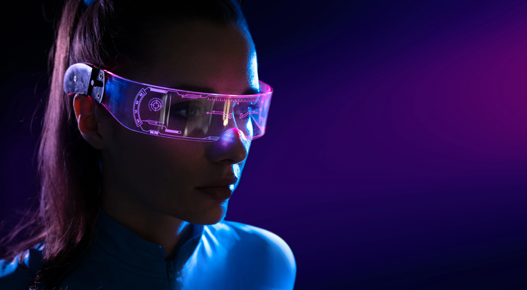 Woman with futuristic glasses